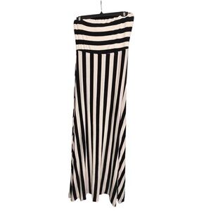 Mossimo Supply Co medium black & white stripe strapless maxi dress back cut out